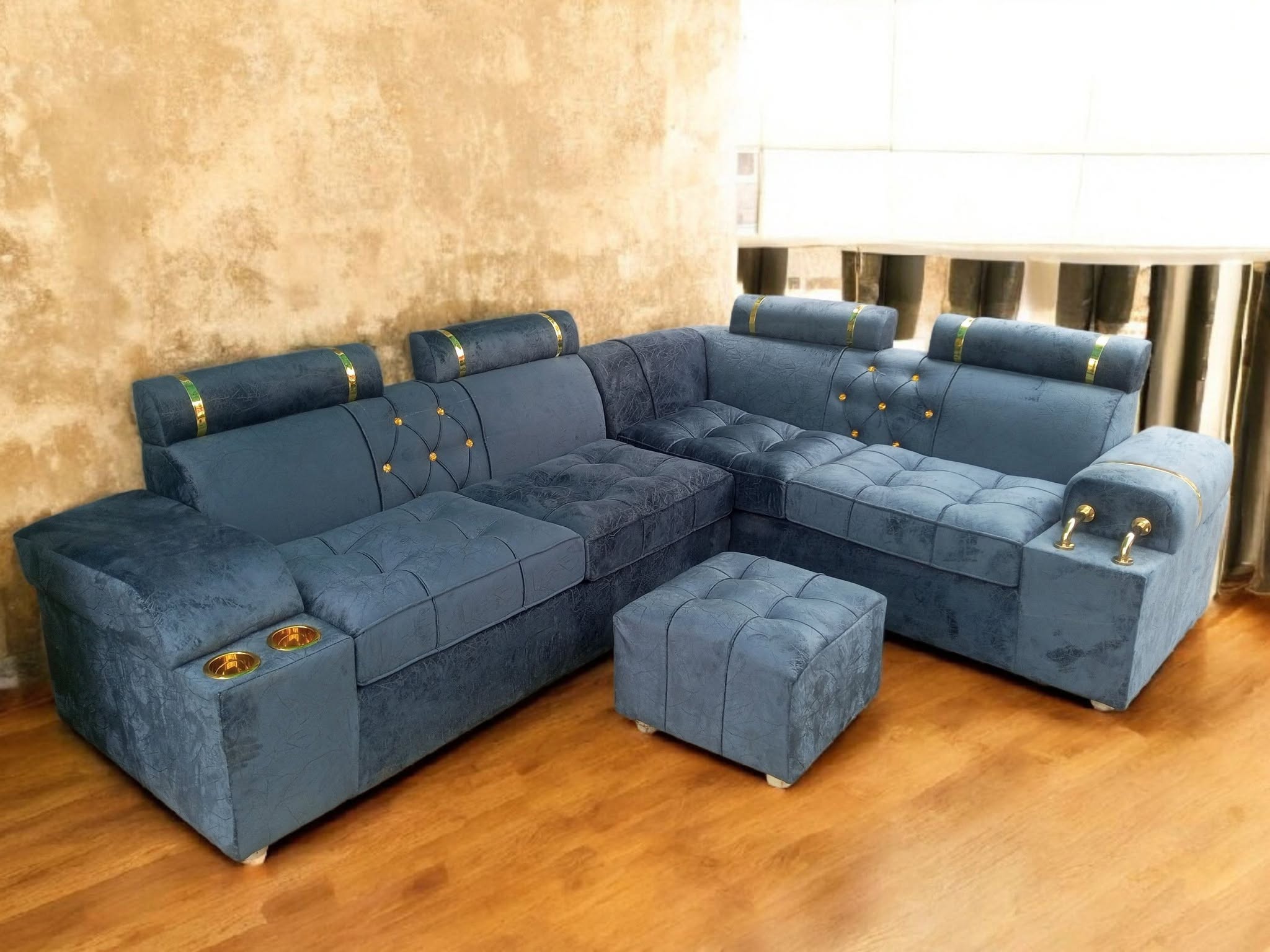  2 Seater Sofa with Side Rest - Gray